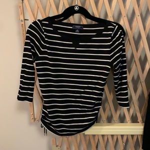 Ruched sides chap striped shirt small